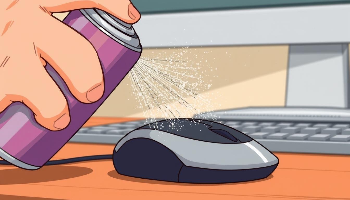 Cleaning mouse with compressed air