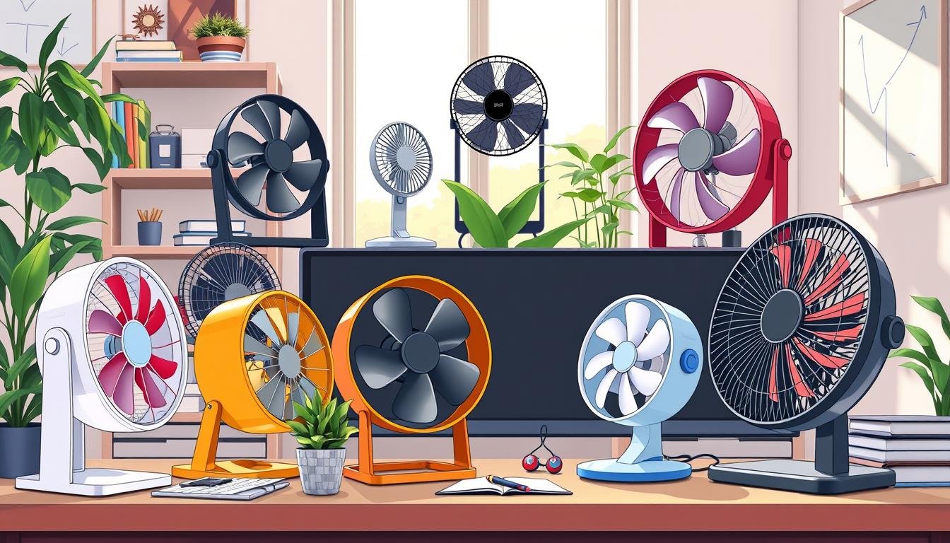 Portable fans for desk use