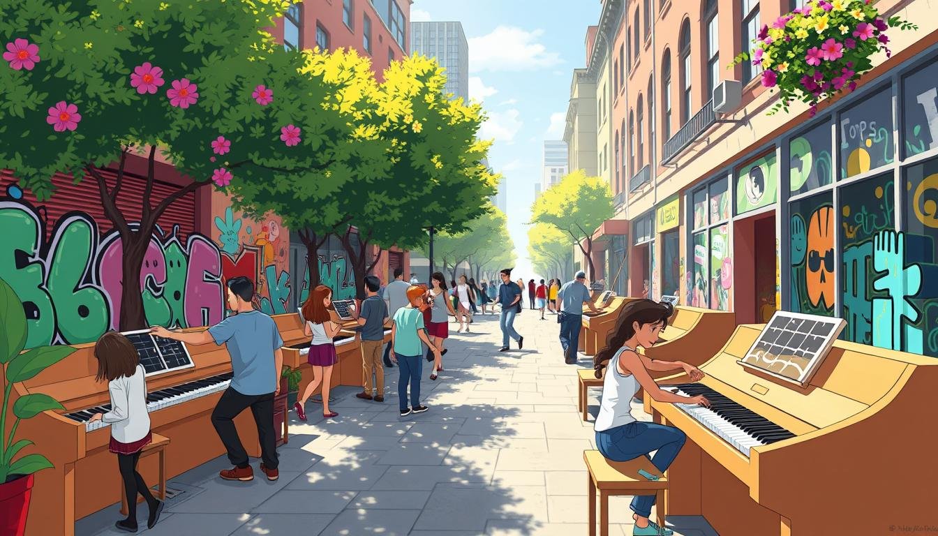 Solar-powered outdoor pianos: A Musical Street Experience