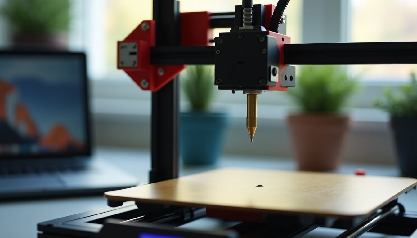 A well-maintained 3D printer in a tidy workspace.