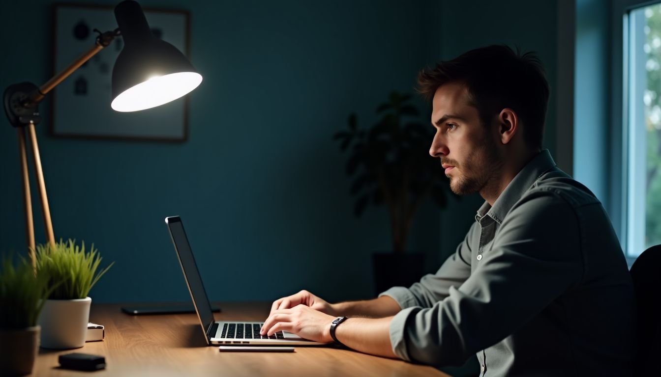 A man encrypting his external hard drive using a secure USB key.